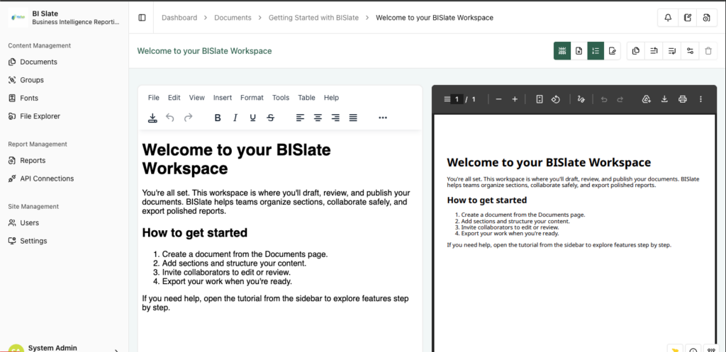 BI Slate app preview
